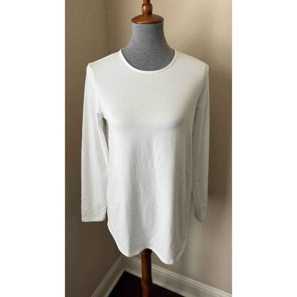 J Jill Pure Jill Size XS White Pima Cotton Blend Long Sleeve Shirttail Tee
